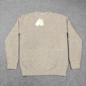 MNG Sweater Mens Large Beige Crewneck Viscose Wool Waffle Knit Pullover
